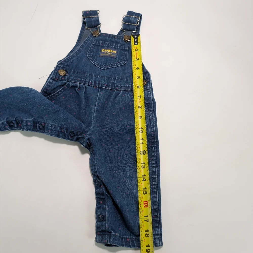 Vintage OshKosh B'gosh Faint Polka Dot Pattern Baby Vestbak Overalls